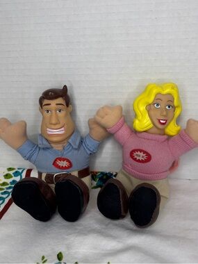 Vintage Mr. & Mrs. Wonderful Plush Character Keychain Set WORKS Talks